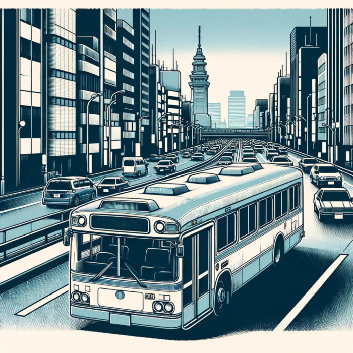 東京を走行中の路線バス
